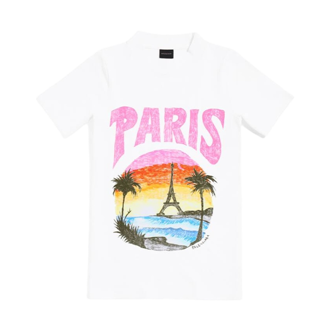 768075TPVM29601 (W) Balenciaga Paris Tropical T-Shirt Fitted White