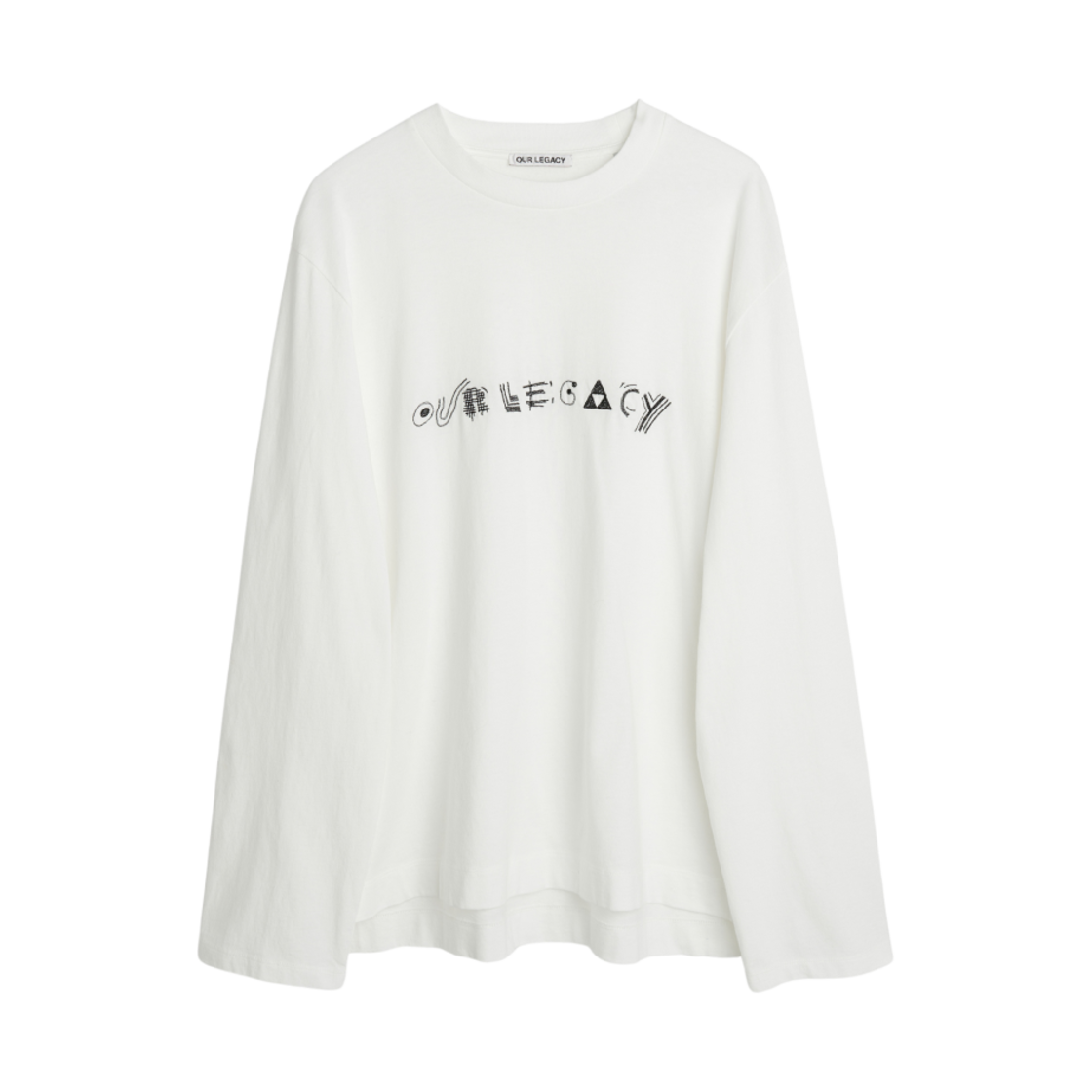 M4226CLW Our Legacy Box Long Sleeve T-Shirt White Abstract Embroidery