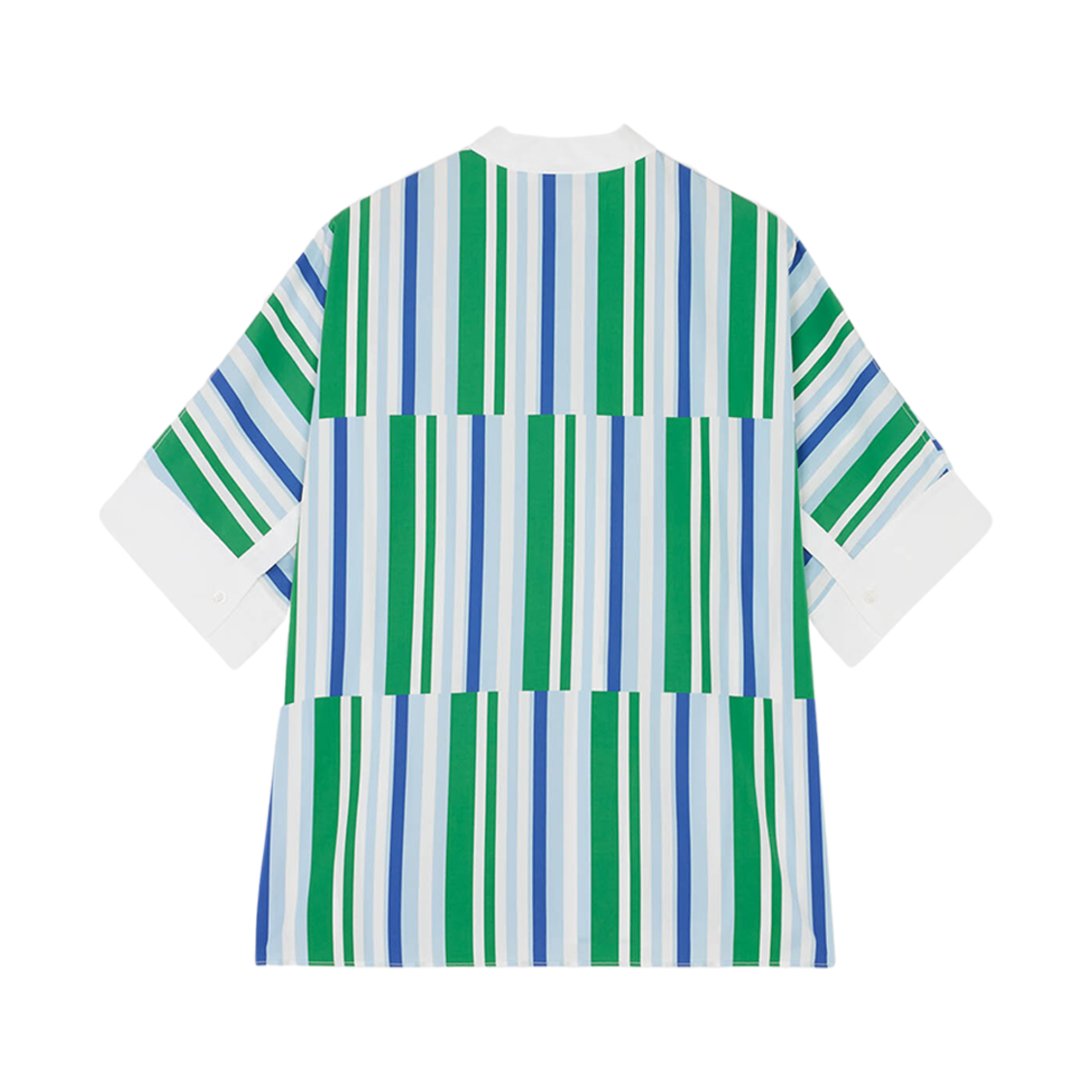 (W) 메종 키츠네 박시 셔츠 블루 그린 스트라이프((W) Maison Kitsune Boxy Shirt Blue Green Stripes) - 2