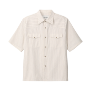 Tonywack Raw Cut Stripe Check Shirt Ivory