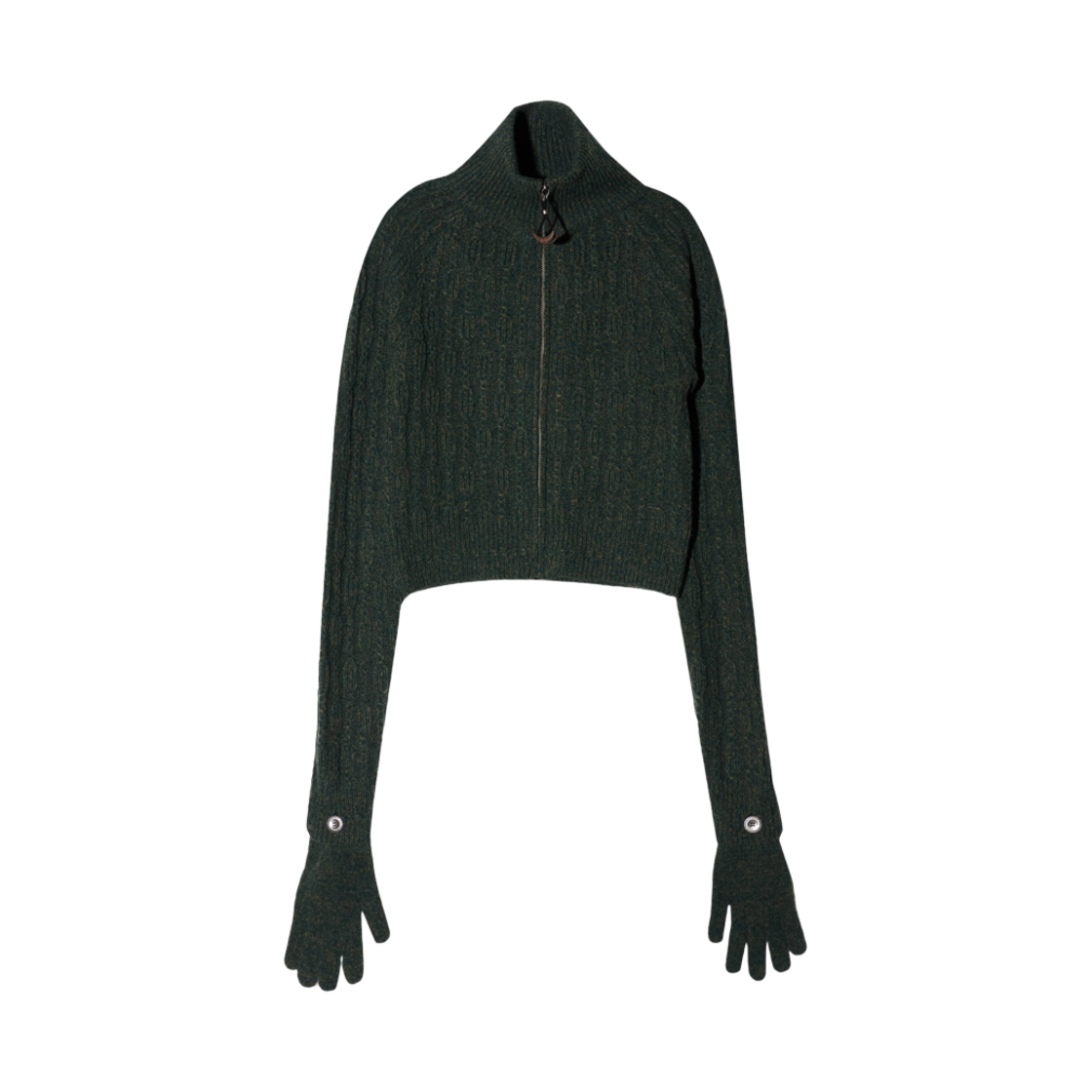 (W) 혜인 서 크롭 니트 스웨터 w/ 글러브 카키((W) Hyein Seo Cropped Knit Sweater w/ Gloves Khaki)