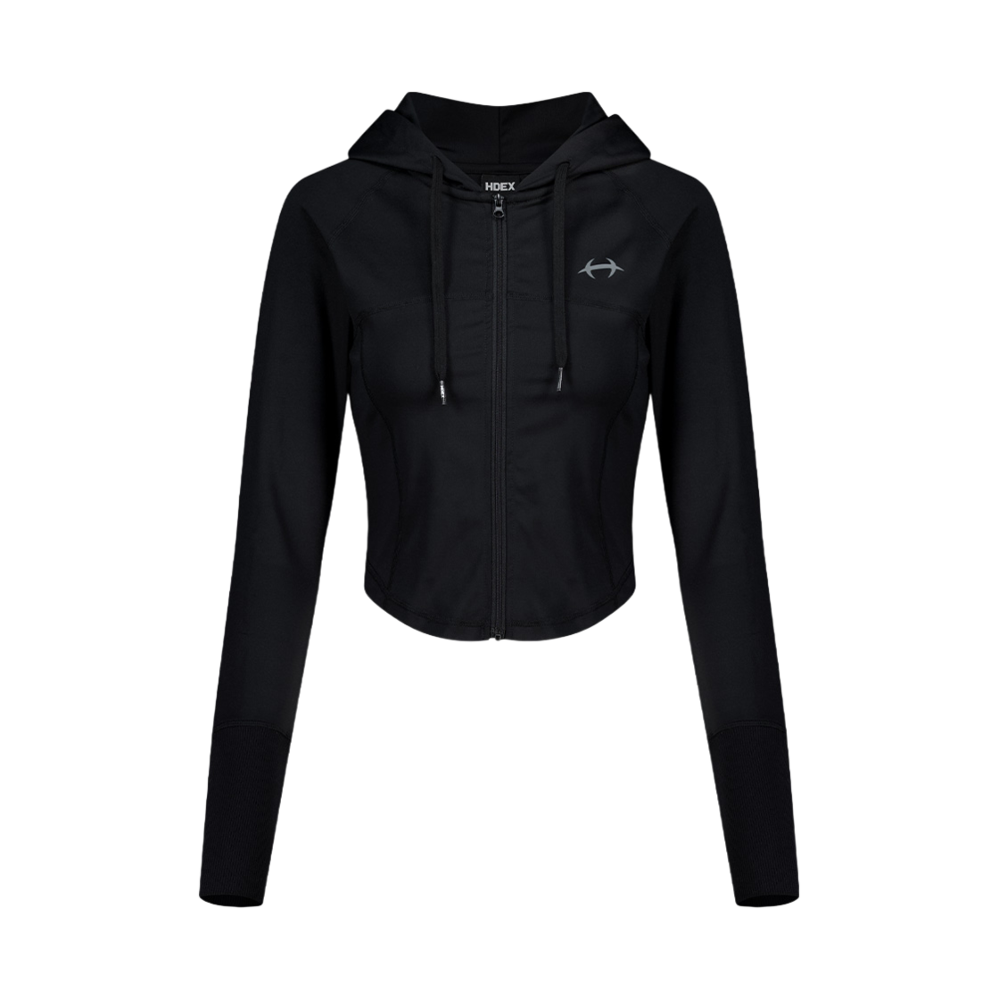 에이치덱스 우먼스 플레시블 크롭 후디 집업 블랙(HDEX Womens Flexible Crop Zip-Up Hoodie Black)