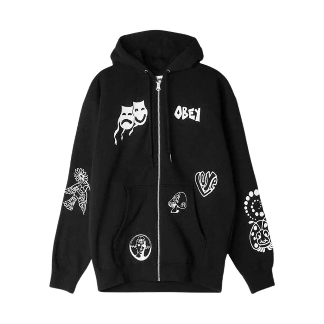 오베이 플래쉬 집 후드 블랙(Obey Flash Zip Hood Black) - 1