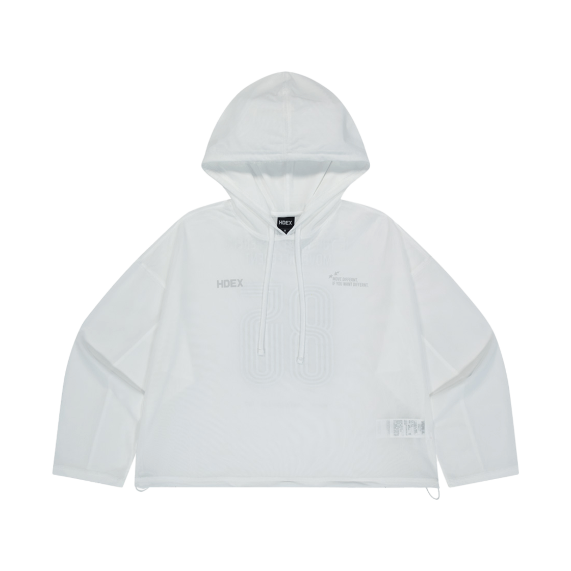 에이치덱스 우먼스 매쉬 커버업 크롭 후디 화이트(HDEX Womens Mesh Cover up Crop Hoodie White)