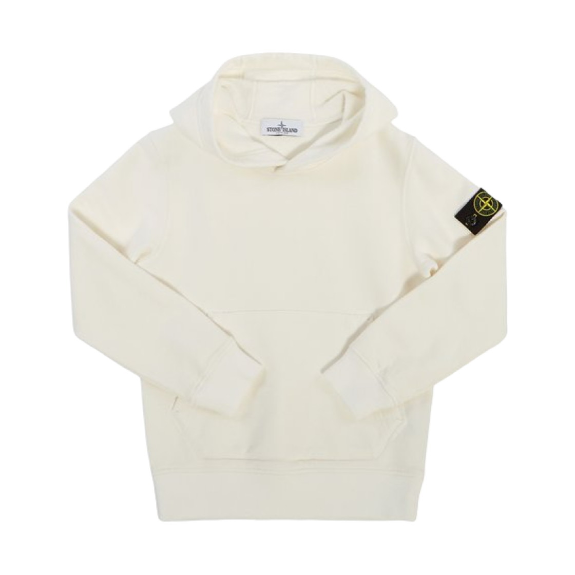 731661640-V0001 (Kids) Stone Island 61640 Cotton Fleece Hooded Sweatshirt White - 20FW