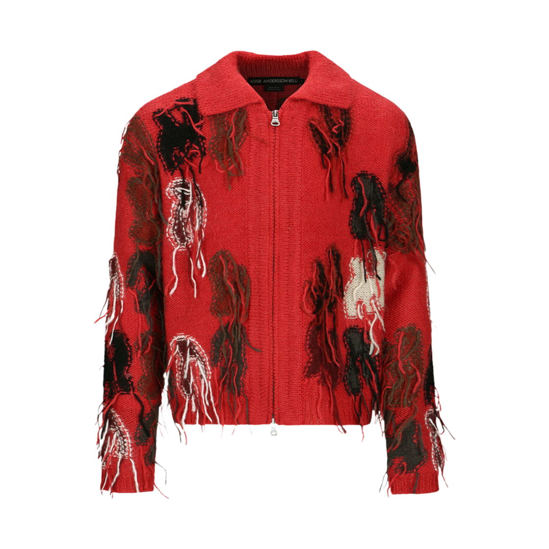 ADSB 앤더슨벨 레인보우 인타르시아 집업 가디건 레드