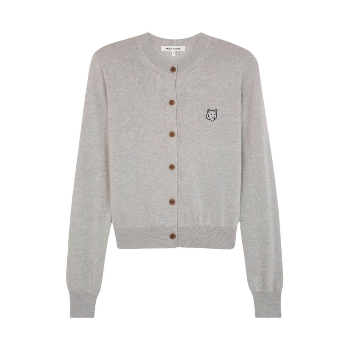 MW00508KT1036-H120 (W) Maison Kitsune Bold Fox Head Patch Regular Cardigan Light Grey Melange