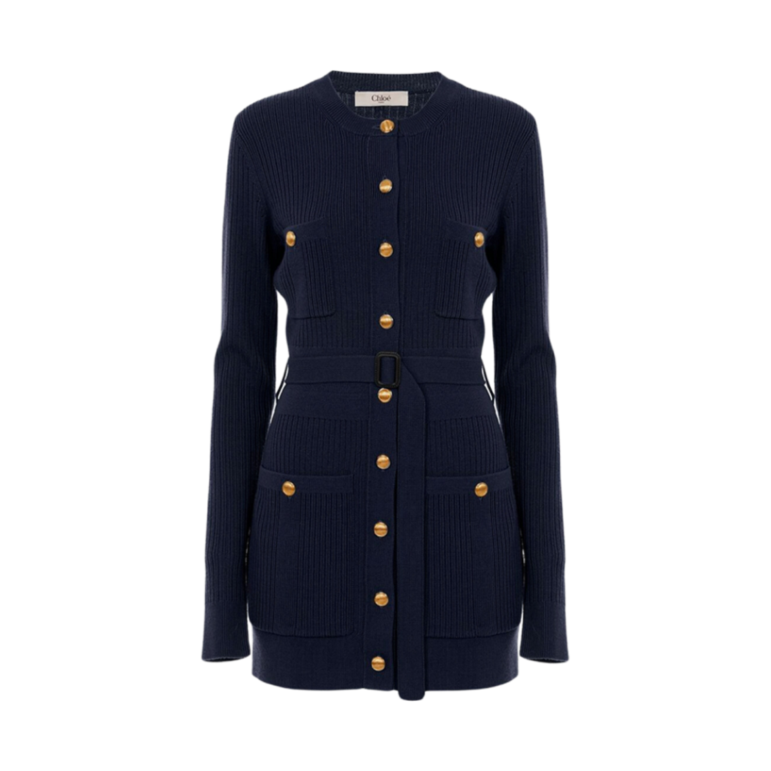 (W) 끌로에 울 니트 롱 피티드 가디건 네이비((W) Chloe Wool Knit Long Fitted Cardigan Navy)