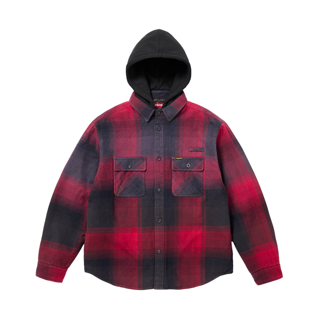 Supreme Quilted Lined Hooded Flannel Shirt Red Plaid 25SS