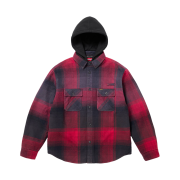 Supreme Quilted Lined Hooded Flannel Shirt Red Plaid - 25SS