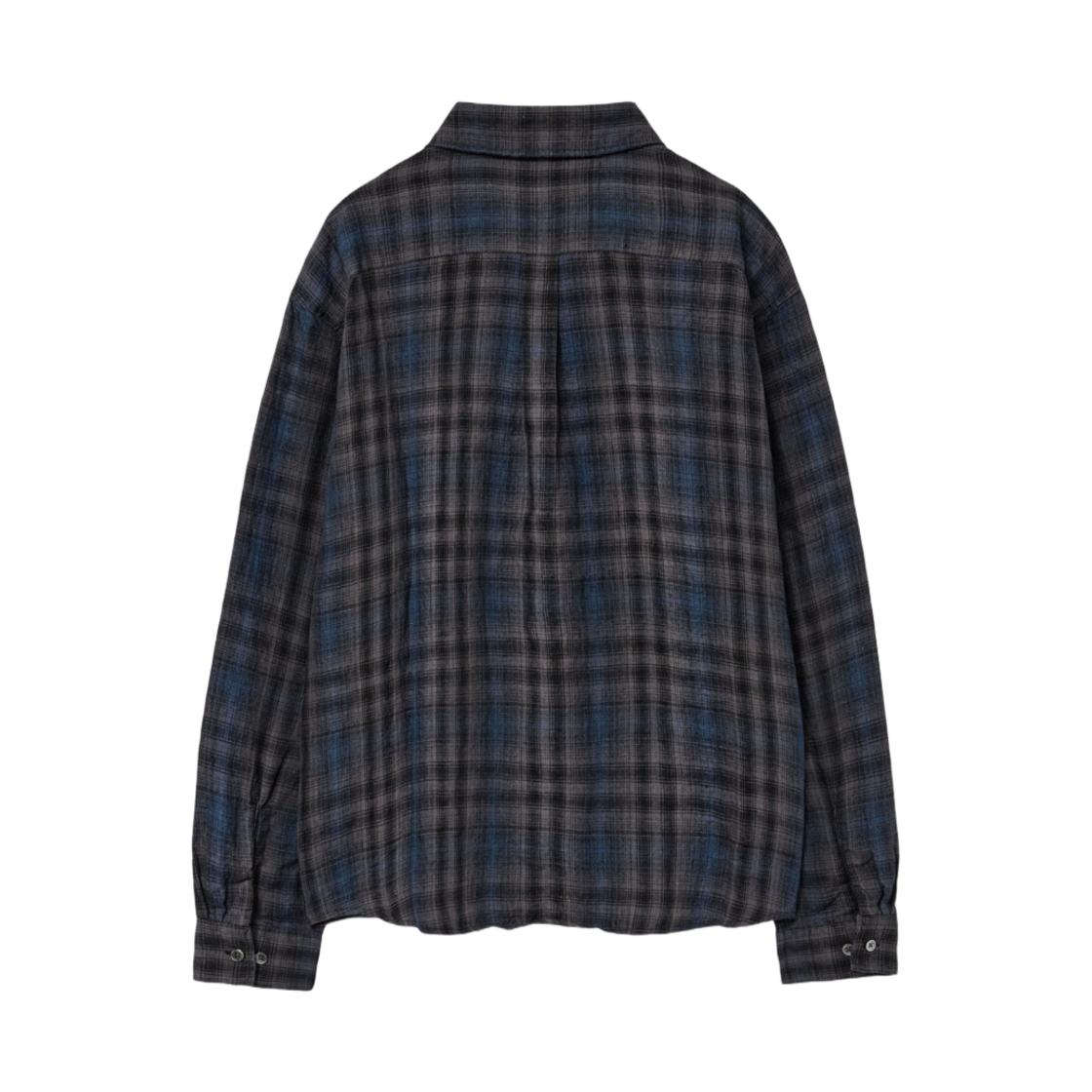 해칭룸 뮤지엄 셔츠 린넨 체크 차콜 블루(Hatchingroom Museum Shirt Linen Check Charcoal Blue) - 2