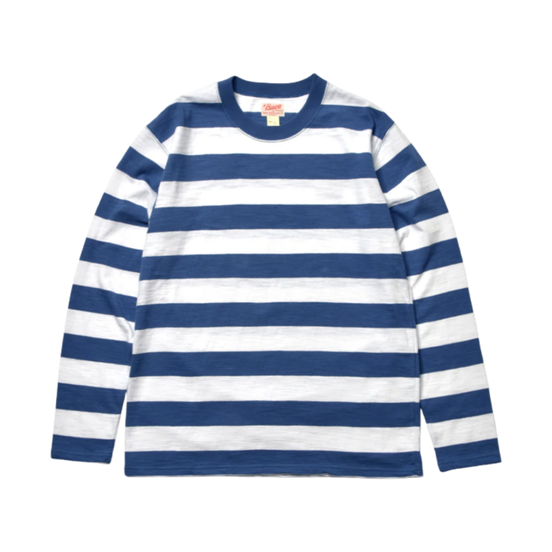 BC22005-312 The Real McCoy's Buco Stripe Long Sleeve T-Shirt White Blue