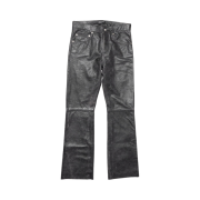 Enfants Riches Deprimes Distressed Raw Hem Leather Flare Jeans Black Sand