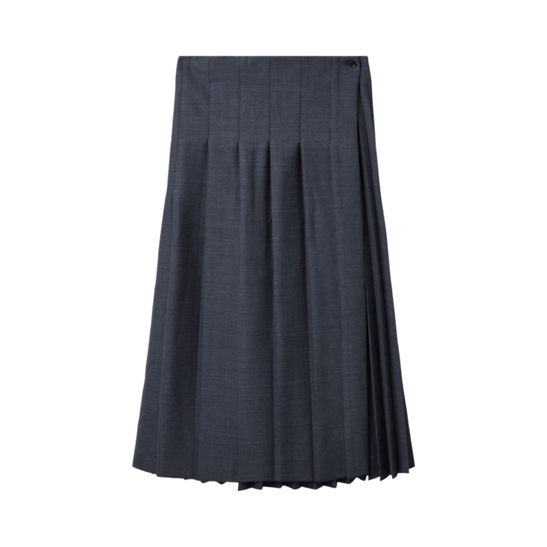 (W) 코스 플리티드 랩 미디 스커트 네이비((W) COS Pleated Wrap Midi Skirt Navy)