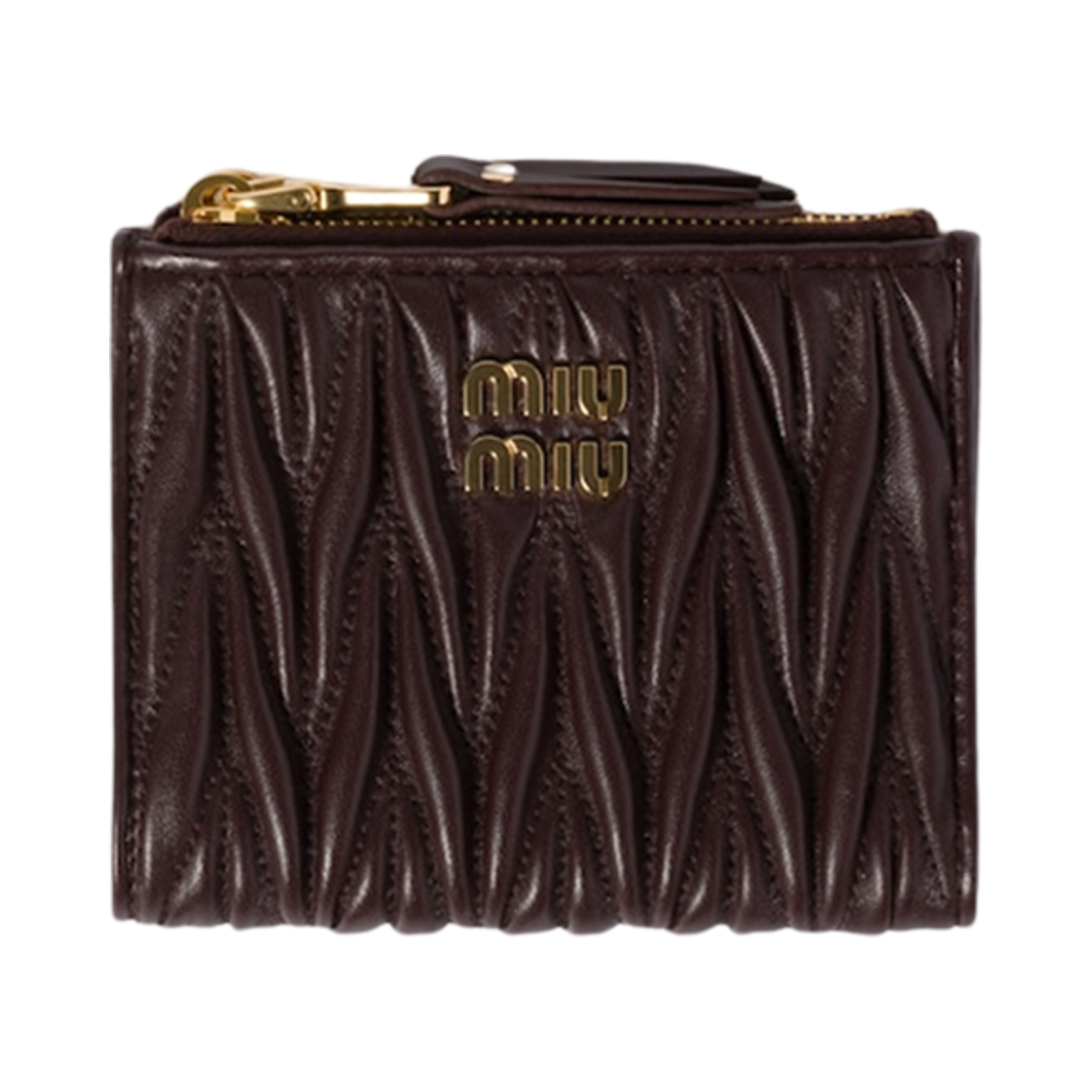 5ML024-AFPP-F0NBL Miu Miu Small Matelasse Nappa Leather Wallet Briarwood