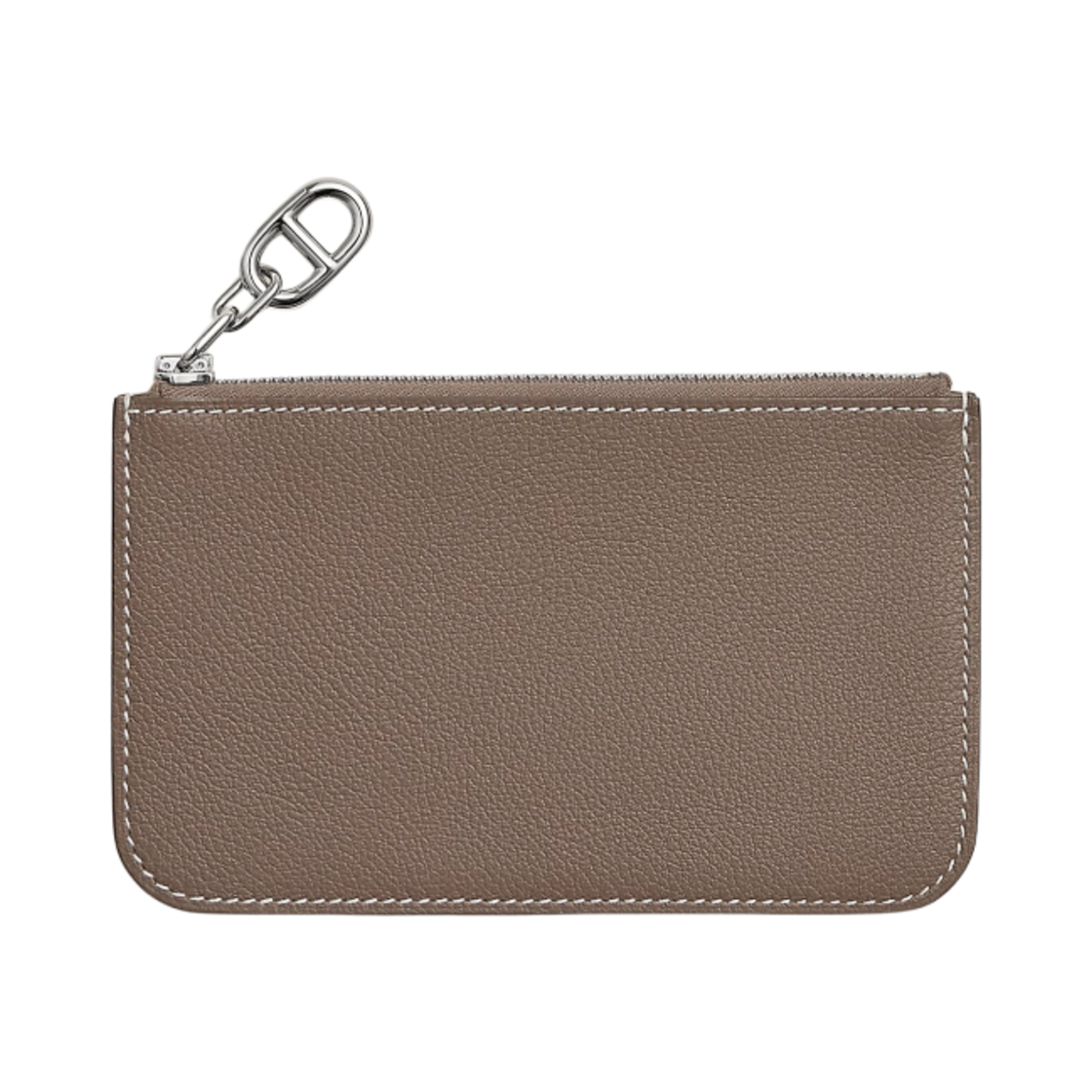 H086311CK18 Hermes Zipengo Chaine D'Ancre Card Holder Evercolor & Palladium Etoupe