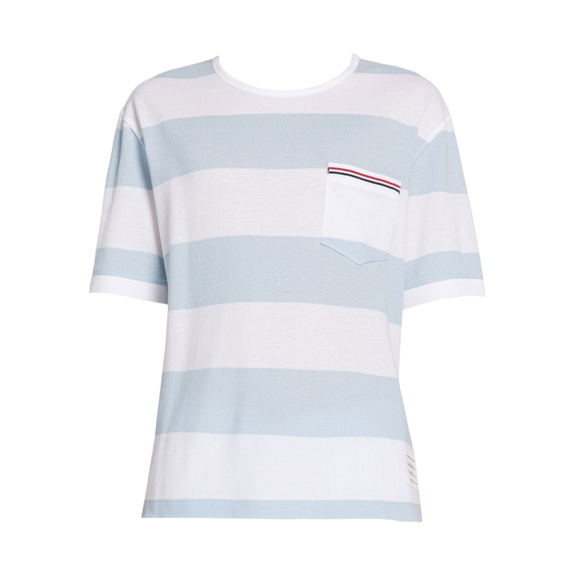 톰브라운 럭비 스트라이프 피케 오버사이즈 포켓 티셔츠 라이트 블루 화이트(Thom Browne Rugby Stripe Pique Oversized Pocket T-Shirt Light Blue White) - 1