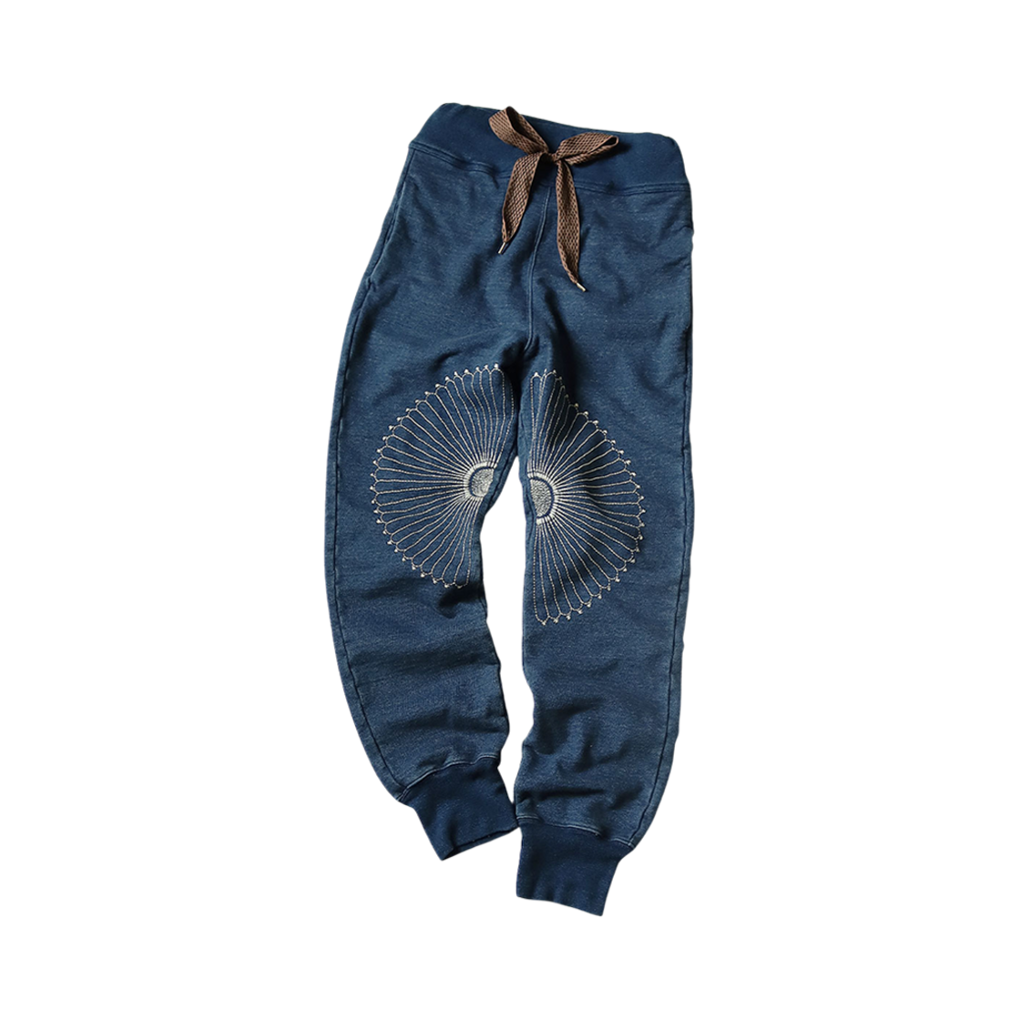 캐피탈 IDG 플리스 스웨트 립 팬츠 래핑 클로스 자수 인디고(Kapital IDG Fleece Sweat Rib Pants Wrapping Cloth Embroidery Indigo) - 1