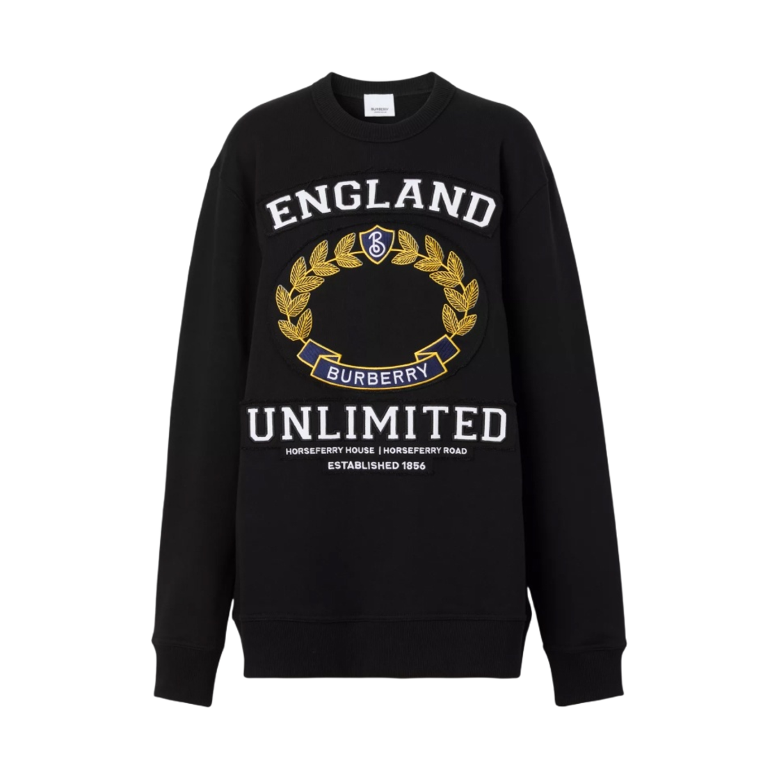 (W) 버버리 컬리지 그래픽 코튼 오버사이즈 스웨트셔츠 블랙((W) Burberry College Graphic Cotton Oversized Sweatshirt Black) - 1