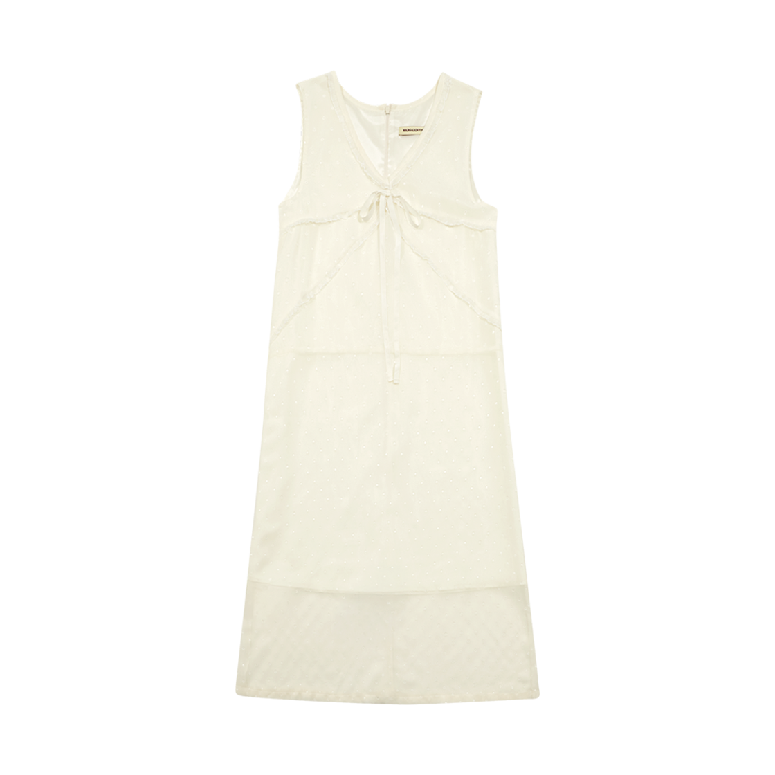 MF2514OP003CCRFR Margarin Fingers Polka Dot Chiffon Dress Cream