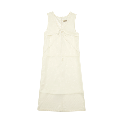 MF2514OP003CCRFR Margarin Fingers Polka Dot Chiffon Dress Cream