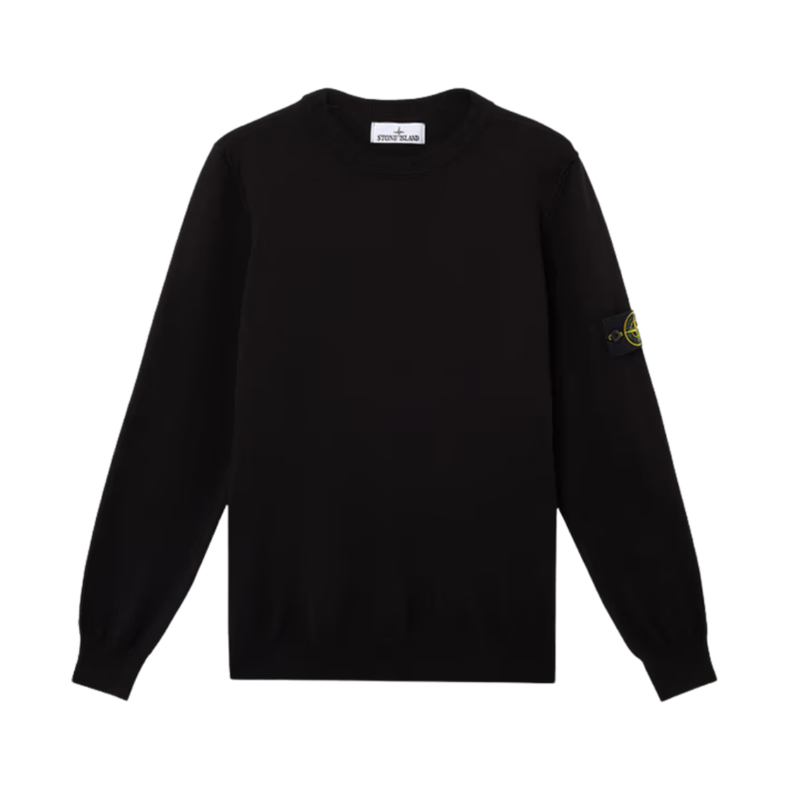 스톤 아일랜드 5100053 소프트 오가닉 코튼 스몰 롤 디테일 크루넥 스웨터 블랙 - 25SS(Stone Island 5100053 Soft Organic Cotton Small Roll Details Crewneck Sweater Black - 25SS)