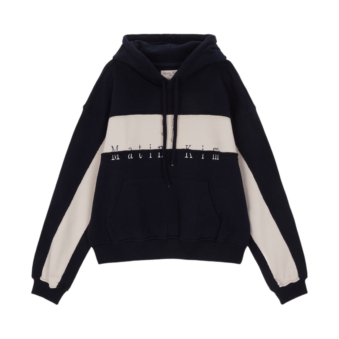 MK2400TS001MNA (W) Matin Kim Cutted Logo Hoody Navy