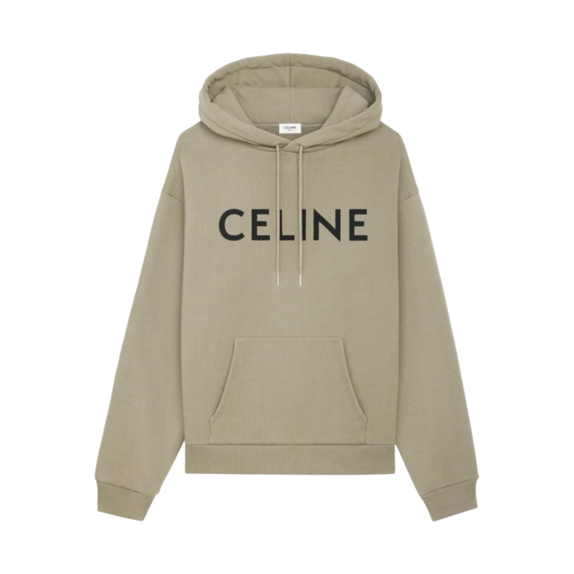 2Y321670Q-02KC Celine Loose Hoodie in Cotton Fleece Khaki Black