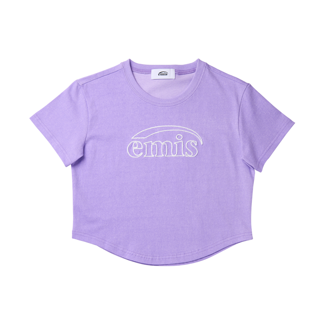 - (W) Emis Cropped Chain Stitch T-Shirt Light Purple