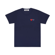Play Comme des Garcons Double Heart T-Shirt Navy