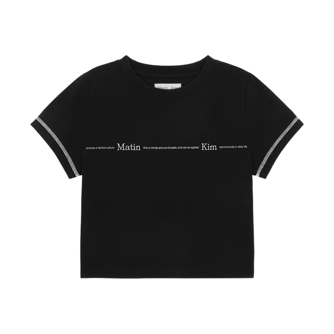 W) 마뗑킴 마뗑 스몰 로고 크롭 탑 블랙 | Matin Kim | KREAM