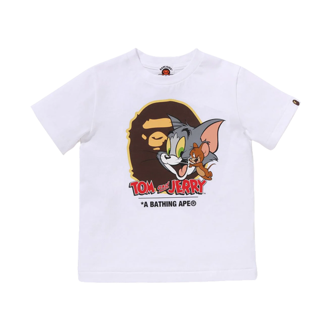 (키즈) 베이프 x 톰과 제리 85주년 에이프 헤드 티셔츠 #1 화이트((Kids) BAPE x Tom & Jerry 85th Anniversary Ape Head T-Shirt #1 White)