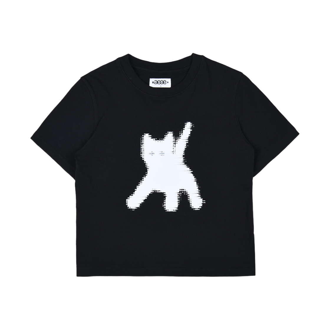 에이이에이이 플래시 캣츠 아이 크롭 티셔츠 블랙