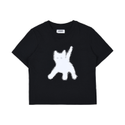 AEAE Flashed Cats Eye Crop T-shirts Black