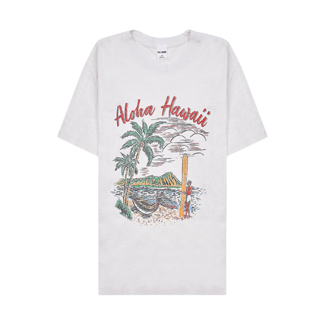 024-02W9ET013 Re/Done Easy Aloha T-Shirt Vintage White