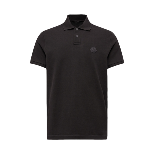 Moncler Logo Patch Cotton Piquet Polo Shirt Black - 25FW