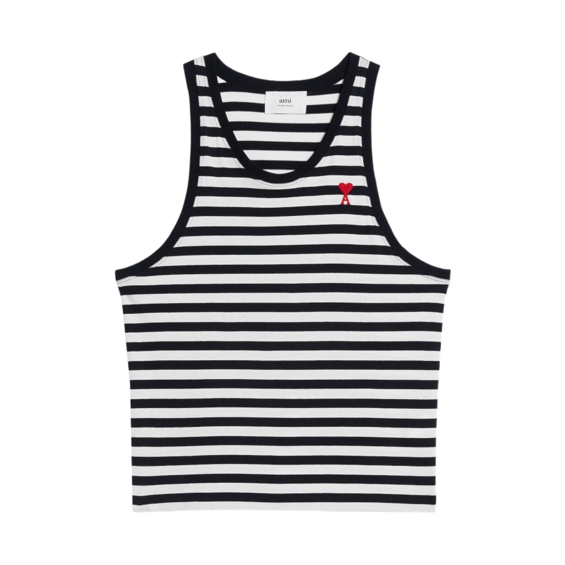 아미 스트라이프 스톨 하트 로고 탱크탑 블랙 화이트(AMI Striped de Coeur Tanktop Black White) - 1