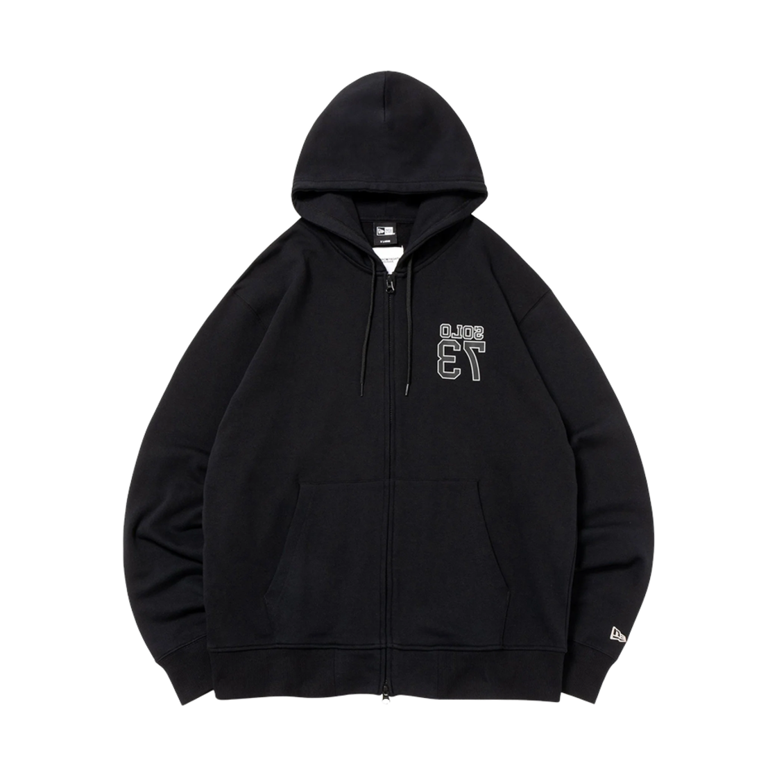 뉴에라 x 타카히로미야시타 더 솔로이스트 플리스 스웨트셔츠 풀 집 후드 블랙 - 25SS(New Era x Takahiromiyashita The Soloist Fleece Sweatshirt Full Zip Hoodie Black - 25SS)