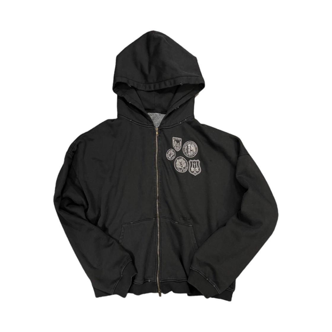 언더마이카 올드 다잉 멀티 패치드 지퍼 후드 블랙 - 24FW