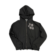 Undermycar Old Dyeing Multi Patched Zipped Hoodie Black - 24FW