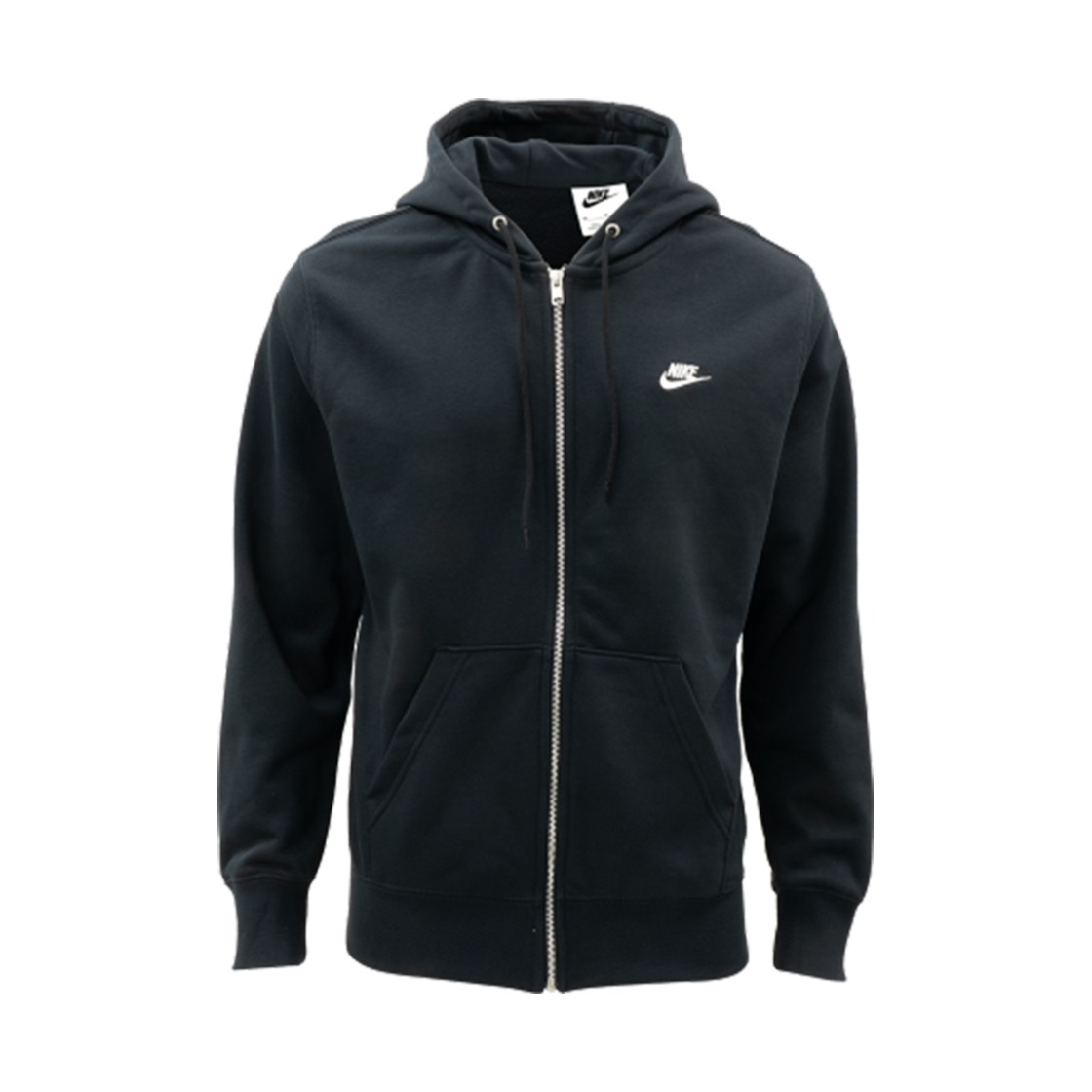 FN3885-010 Nike Club Full-Zip French Terry Hoodie Black White - Asia