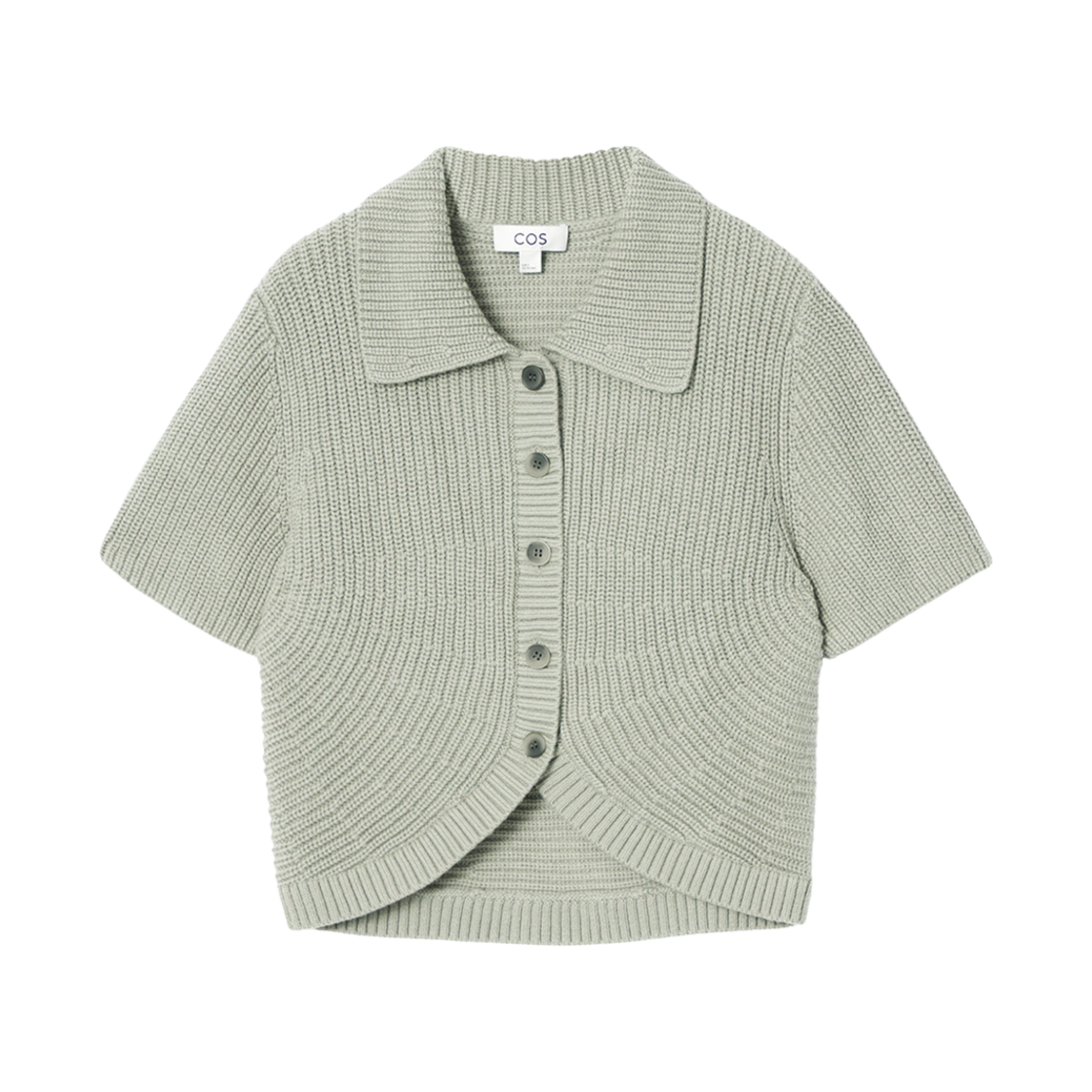 (W) 코스 리브드 니트 가디건 세이지 그린((W) COS Ribbed Knit Cardigan Sage Green)