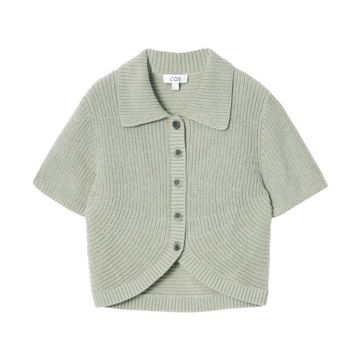 1236343002 (W) COS Ribbed Knit Cardigan Sage Green