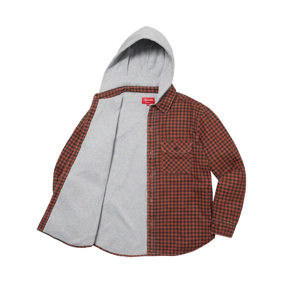 슈프림 하운드스투스 플란넬 후드 셔츠 레드 - 22FW(Supreme Houndstooth Flannel Hooded Shirt Red - 22FW) - 2