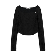 Vacant Archive Women Beti Square Neck Long Sleeve Top Black