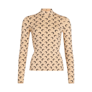 (W) Marine Serre Regenerated All Over Moon Jersey Second Skin Top Tan Moon
