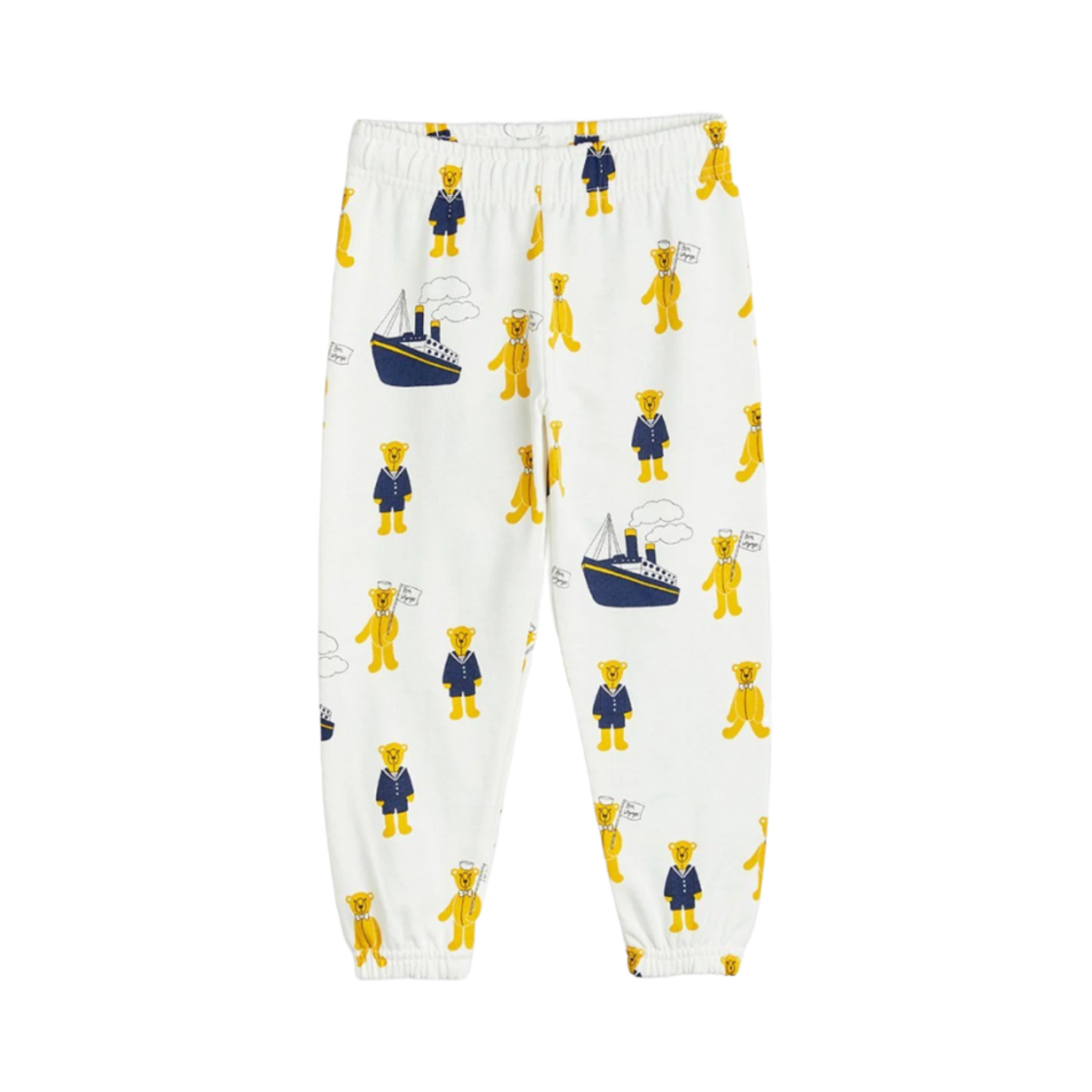 (키즈) 미니 로디니 테디베어스 스웨트팬츠 화이트((Kids) Mini Rodini Teddybears Sweatpants White)