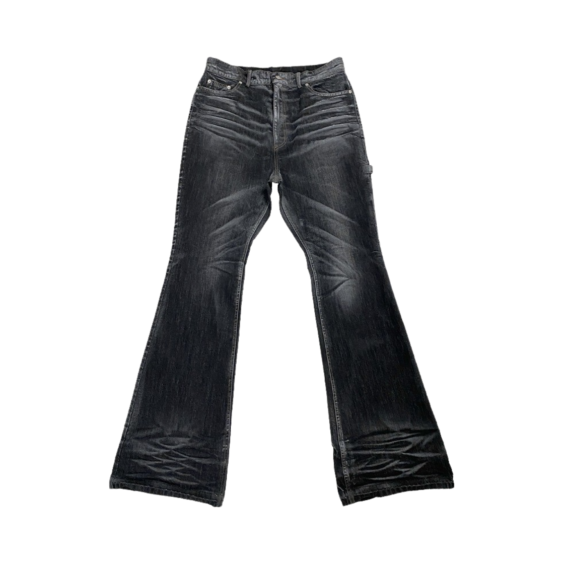 오엠오 글리터 코티드 플레어 진 워시드 블랙(OMO Glitter Coated Flared Jean Washed Black)