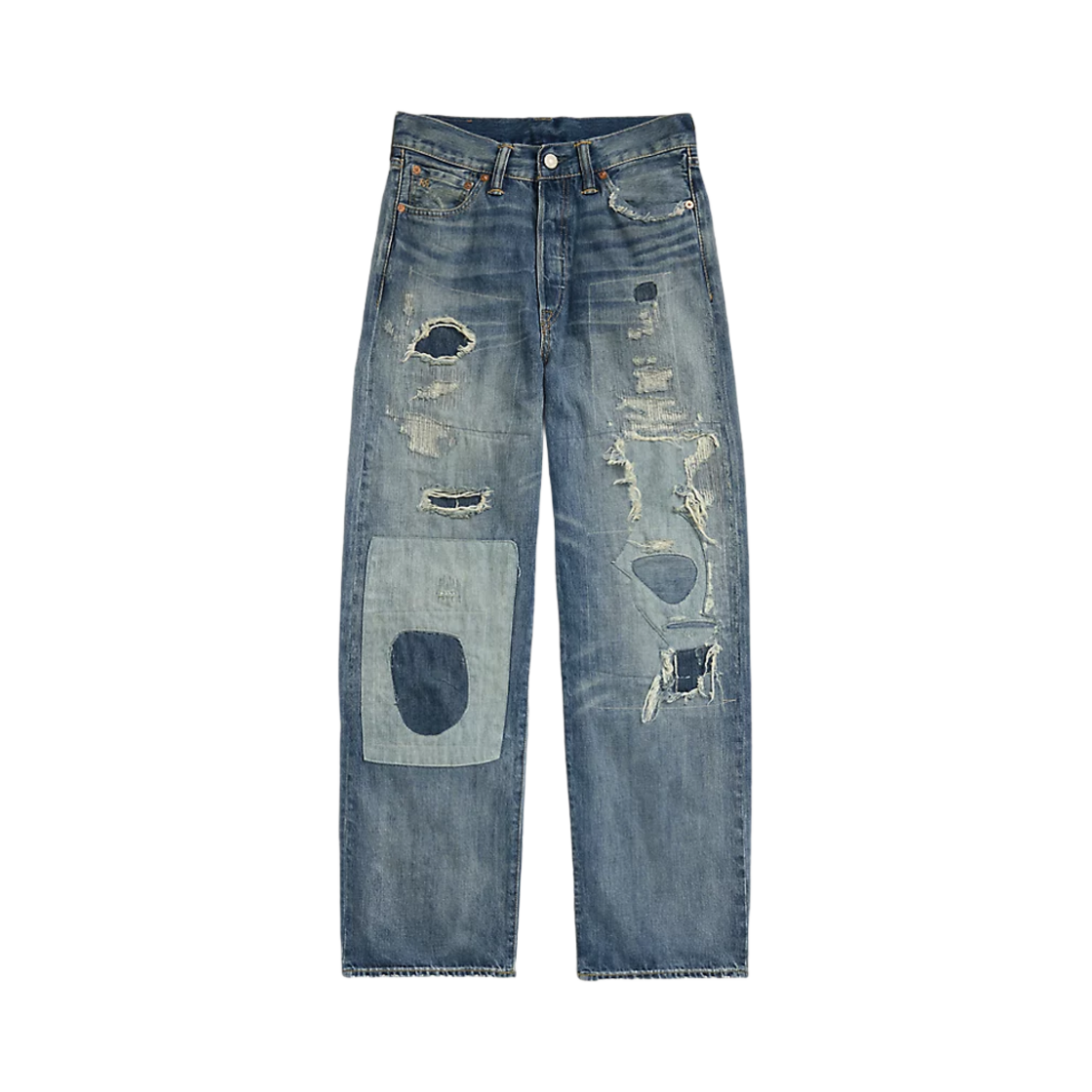 (W) 더블알엘 하이 보이 핏 리페어 헤이랜드 진 헤이랜드 워시((W) Double RL High Boy Fit Repair Hayland Jeans Heyland Wash) - 1