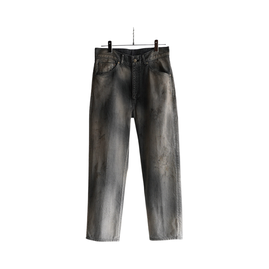 ANC-PT35-B Ancellm Aging Black Denim Straight 5P Pants Black